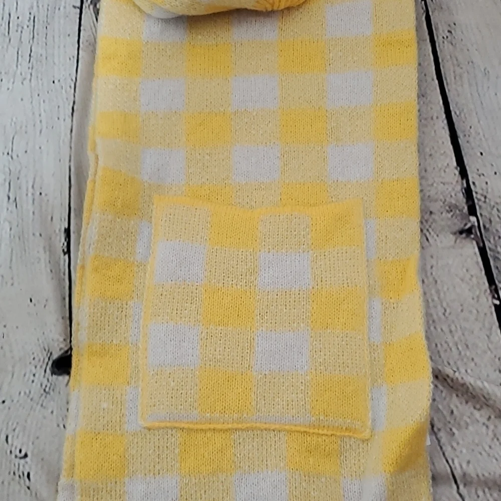 BP Yellow/White Checkered Pocket Scarf and Hat Set NWT